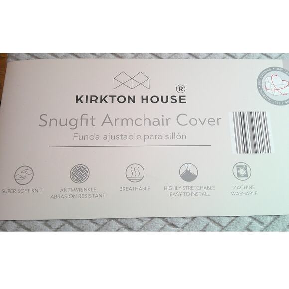 Kirkton House Snug Fit Arm Chair Cover Light Gray 40" Soft Knit, NEW - Picture 3 of 5